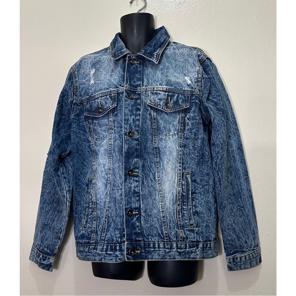 NWOT SOUTHPOLE Distressed Blue Denim Jacket - Picture 2 of 11
